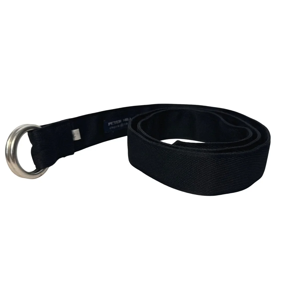 Peter Millar Belt Mens Medium Navy Blue Crown Crafted D-Ring Canvas Webbing Golf - Picture 1 of 5